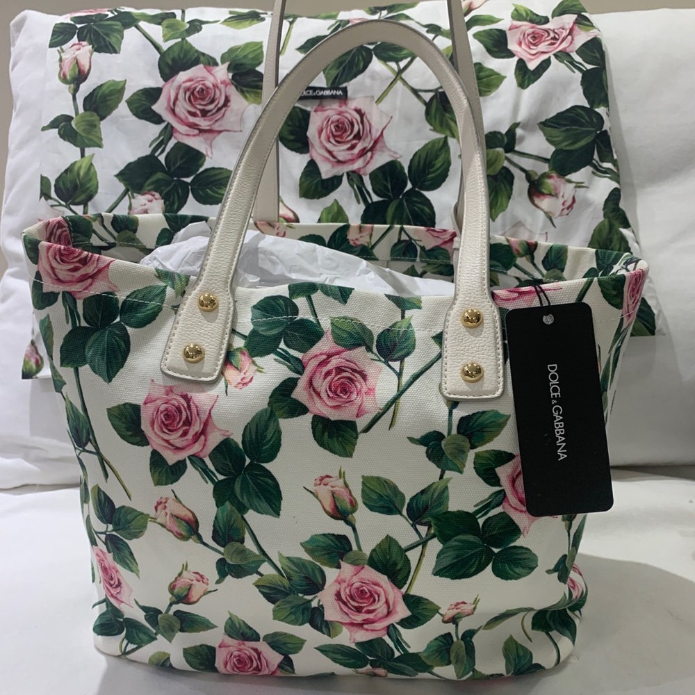 Dolce Gabbana Rose Print Canvas bag